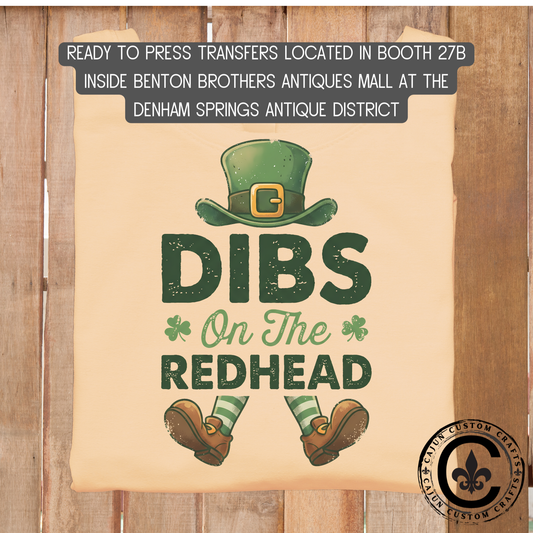 Dibs on the Redhead dtf transfer, tshirt, tumbler, jewelry