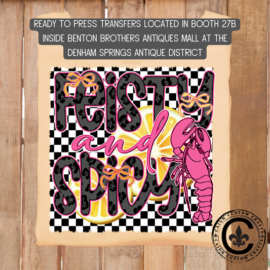 Crawfish Feisty and Spicy, dtf transfer, tshirt, tumbler, jewelry