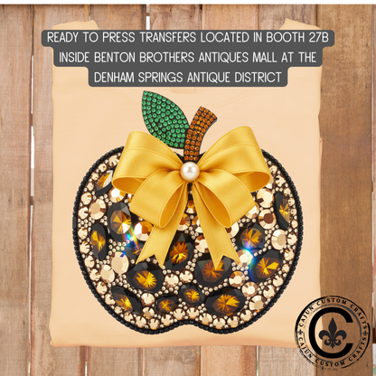 Rhinestone Apple dtf transfer, tshirt, tumbler, jewelry