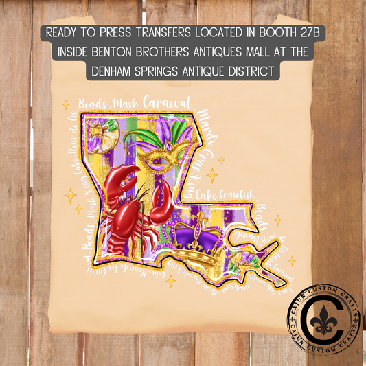 Louisiana Mardigras dtf transfer, tshirt, tumbler, jewelry