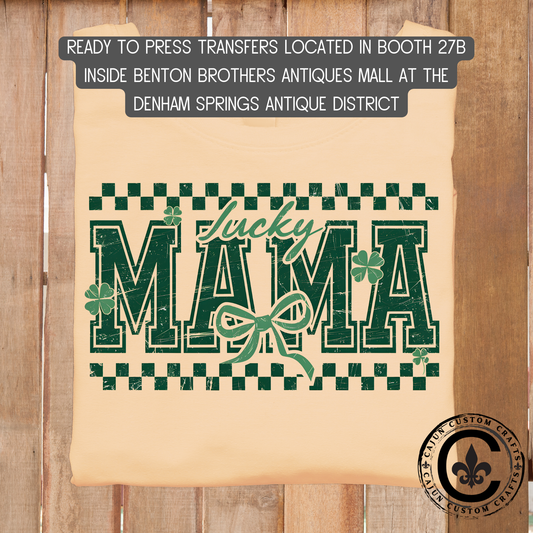 mama retro, checker, St Patrick, dtf transfer, tshirt, tumbler, jewelry