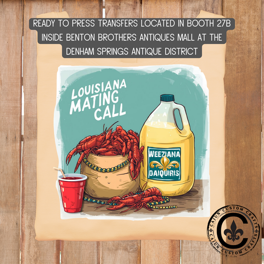 Crawfish Louisiana Mating Call, dtf transfer, tshirt, tumbler, jewelry