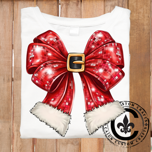 Santa belt, red glitter, coquette, buckle, bow