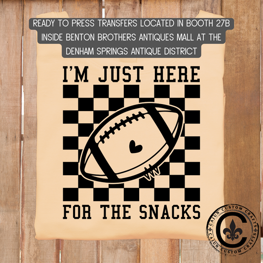 Here for the snacks, dtf transfer, tshirt, tumbler, jewelry