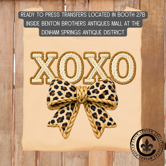 XOXO, leopard, rope dtf transfer, tshirt, tumbler, jewelry